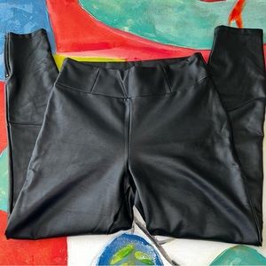 Guess Black Faux Leather Pants with Ankle Zipper Detail